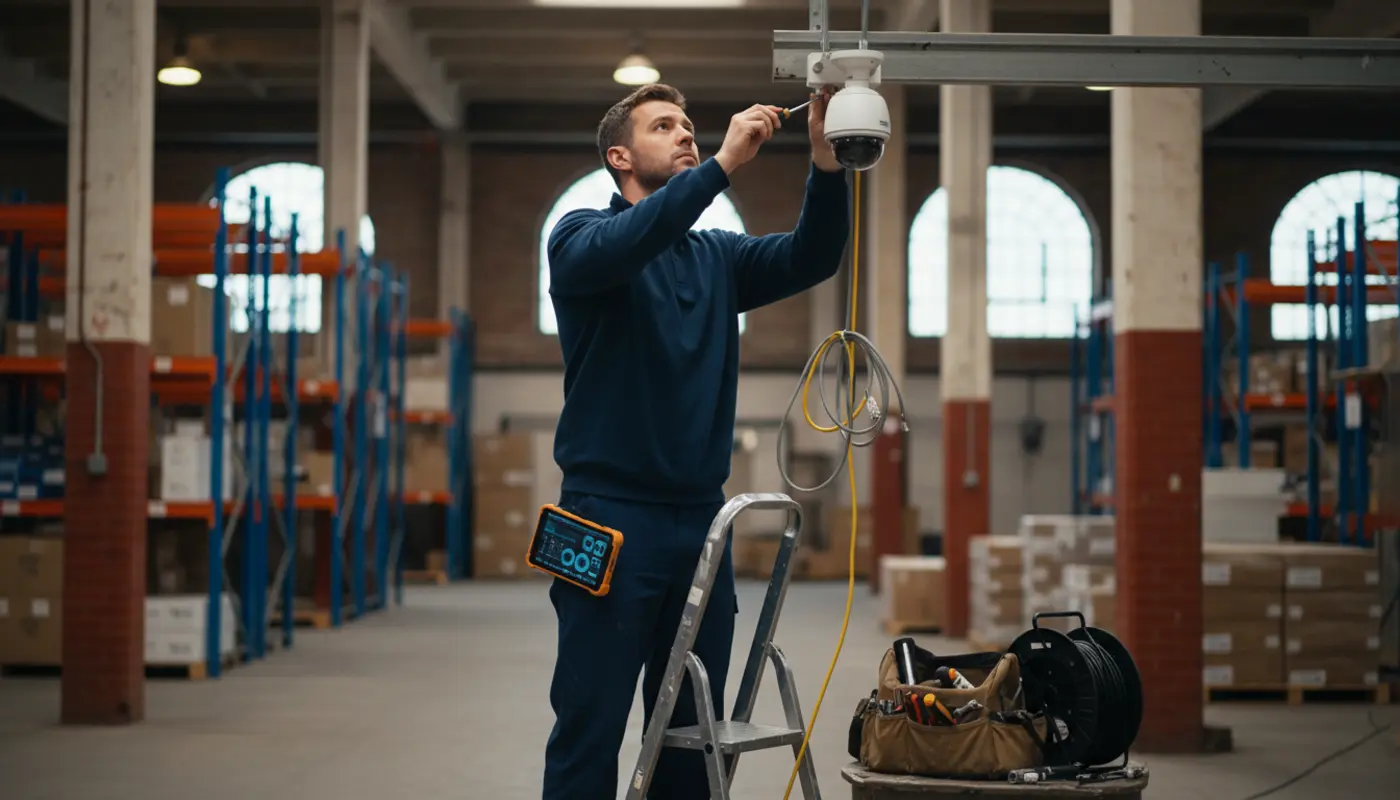 Top down warehouse CCTV layout example