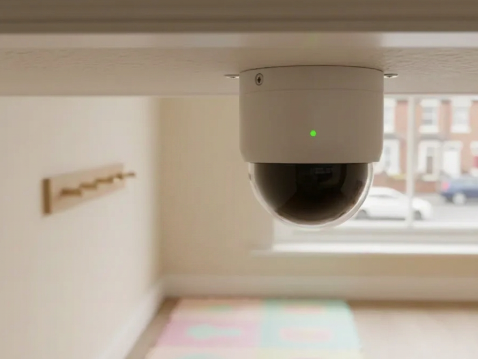 Dome CCTV camera in a Manchester nursery, highlighting parent reassurance and childcare safeguarding
