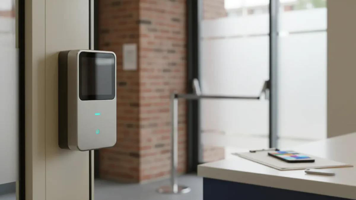Access control reader at a Manchester venue for Martyn's Law compliance planning