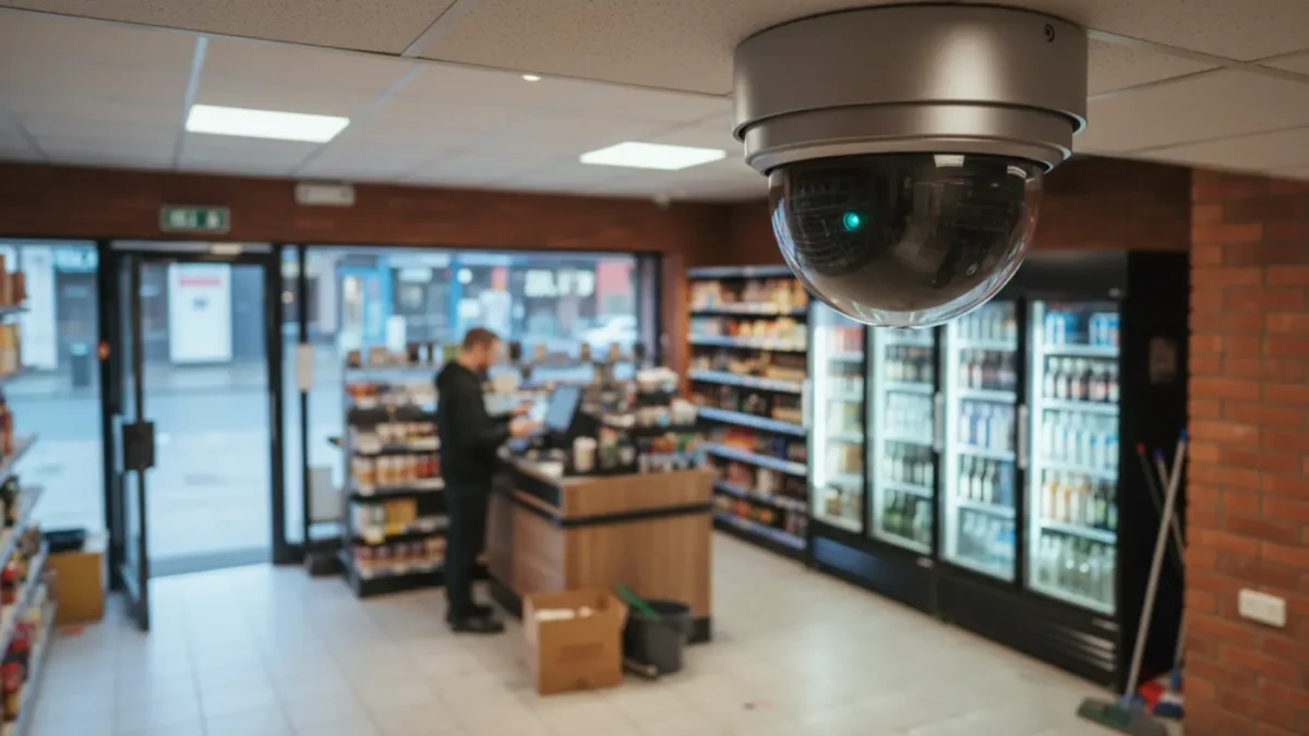 4K dome CCTV in a Manchester off licence for retail security and licensing compliance