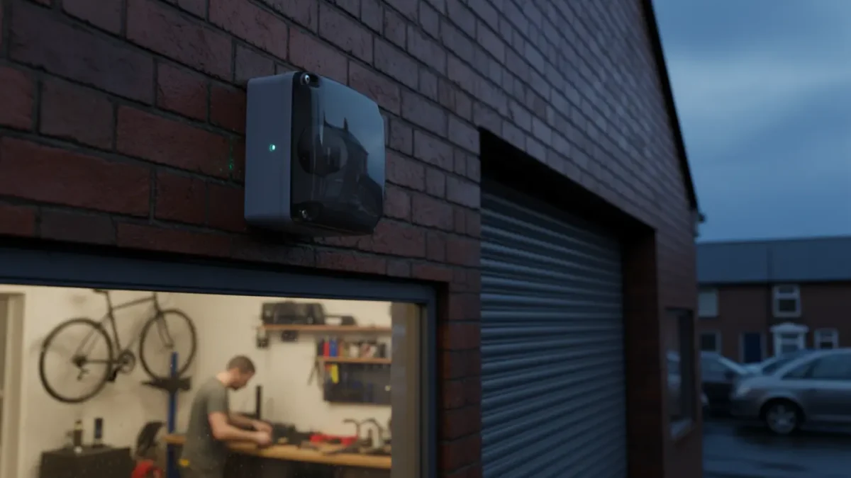 External alarm siren on a Manchester workshop for North West garage intruder alarm protection