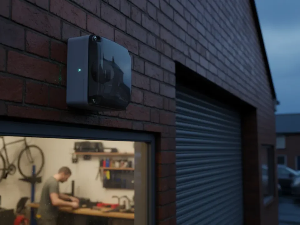 External alarm siren on a Manchester workshop for North West garage intruder alarm protection