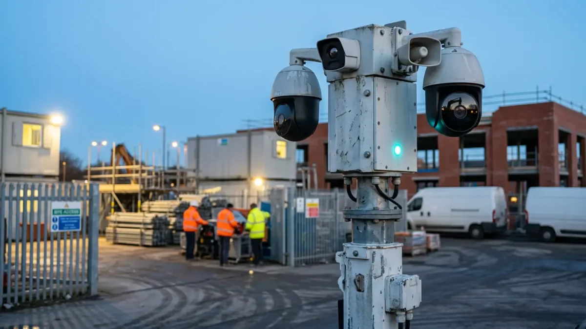 Remote CCTV Monitoring Protect Construction Sites with a mobile CCTV tower on a UK building site