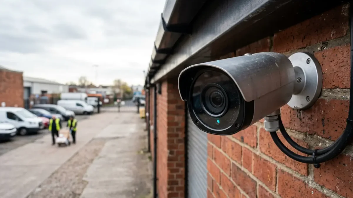 4K bullet CCTV camera overlooking a Manchester yard for CCTV viewing distance planning
