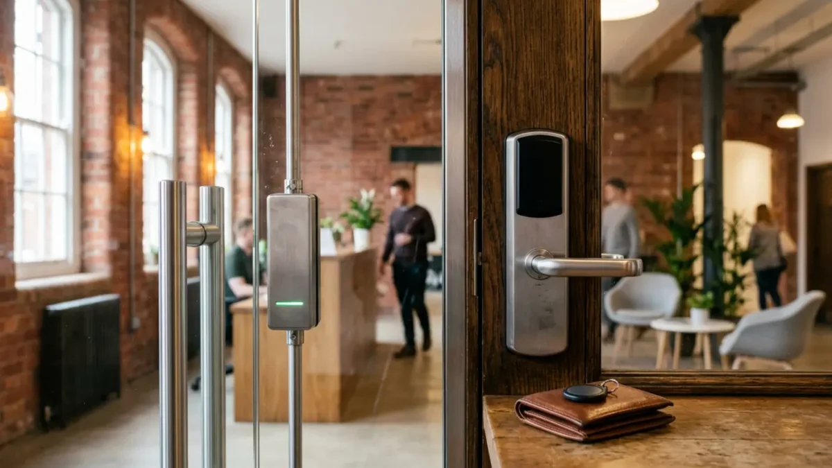 Wired vs Wireless Access Control readers in a Manchester office reception