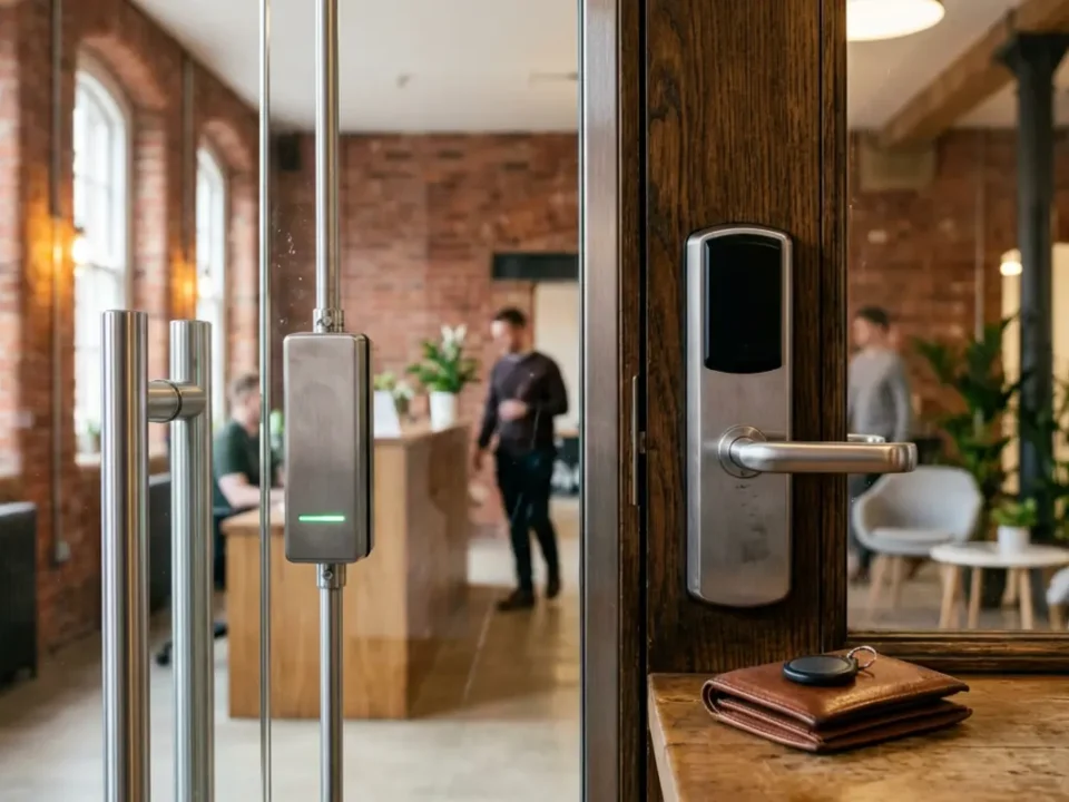 Wired vs Wireless Access Control readers in a Manchester office reception